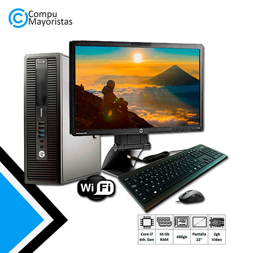 HP 600g1 Core i7 6th., 8gb ram, 16gb ram, 480gb ssd, pantalla lcd 22", mouse, telado y cables, conector wifi, precio Q4950.00 disponible en www.compumayoritas.com, o al teléfono 2335-2099